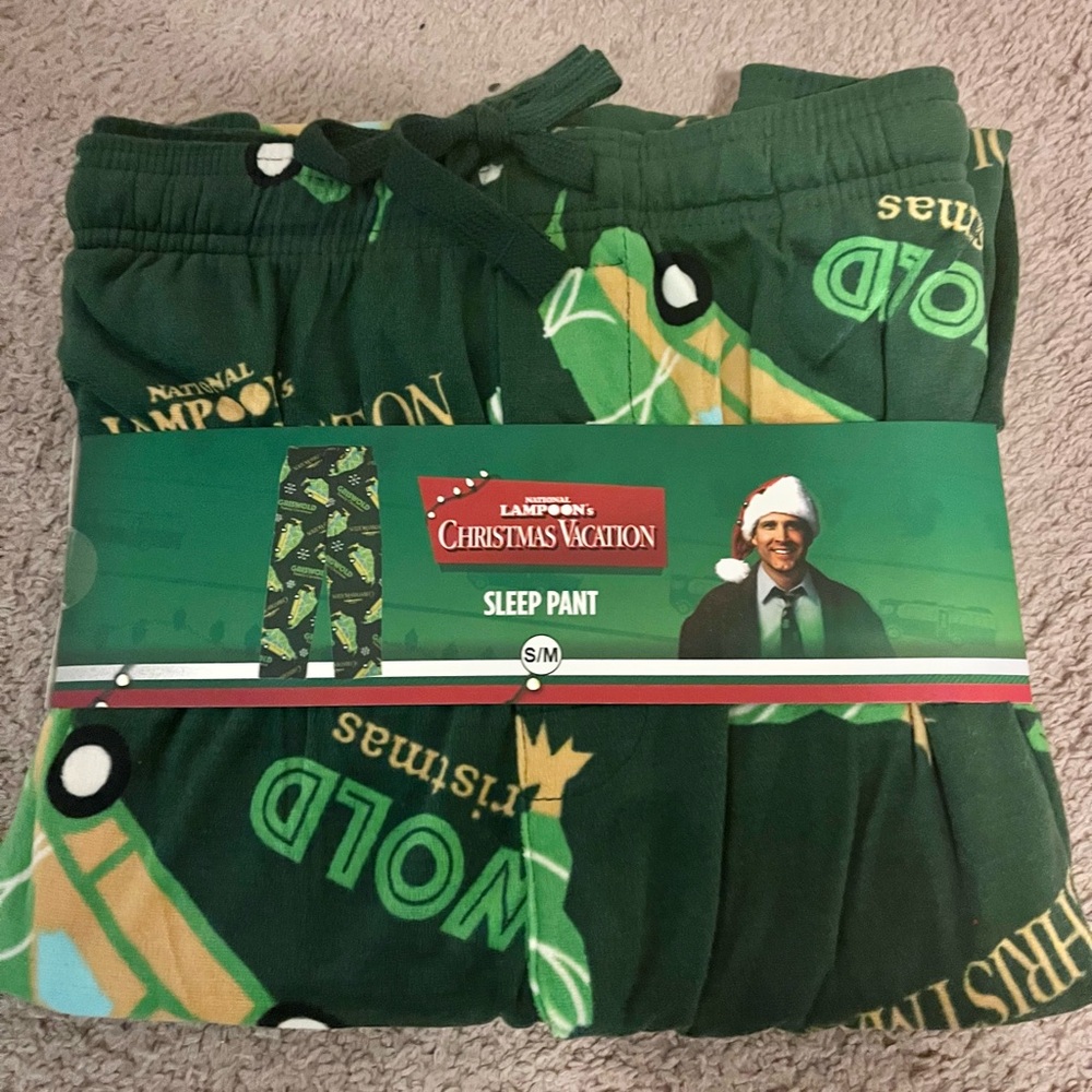 National Lampoons Yellow and Green Character Print Sleep Pants Size S/M